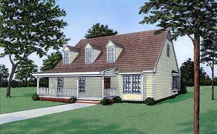 Cape Cod Country One-Story Elevation of Plan 45238