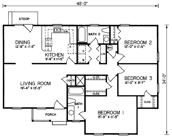 One-Story Traditional Level One of Plan 45239