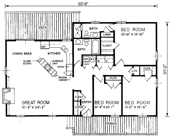 One-Story Ranch Traditional Level One of Plan 45241