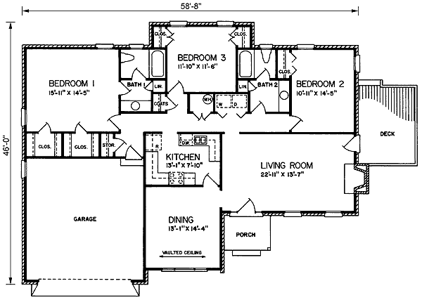 One-Story Traditional Level One of Plan 45242