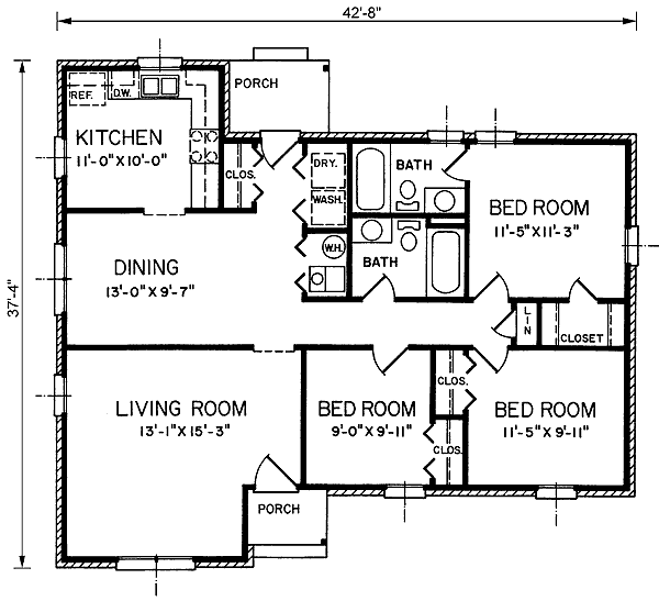 One-Story Ranch Traditional Level One of Plan 45246