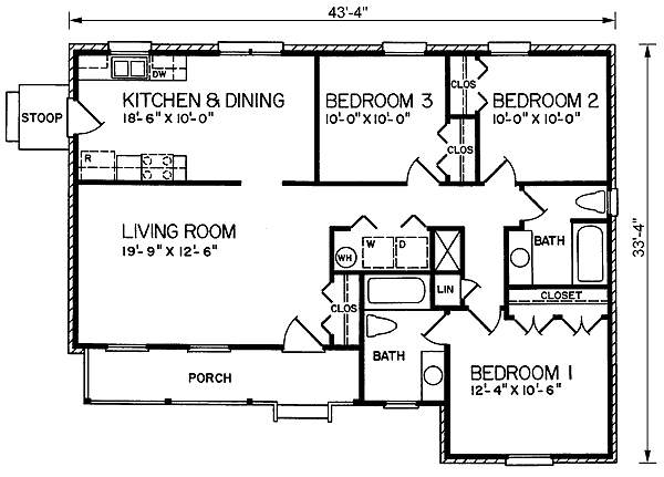 One-Story Traditional Level One of Plan 45247