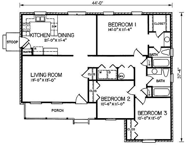 One-Story Traditional Level One of Plan 45248