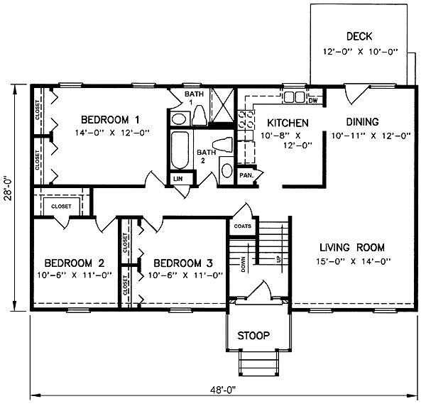 One-Story Traditional Level One of Plan 45253