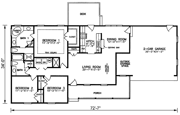 One-Story Ranch Level One of Plan 45255
