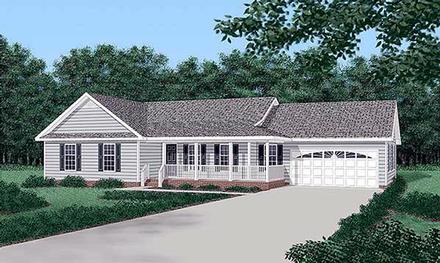 One-Story Ranch Elevation of Plan 45255