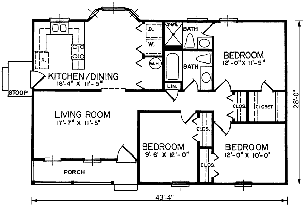 One-Story Ranch Level One of Plan 45256