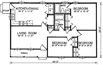 House Plan 45257 First Level Plan