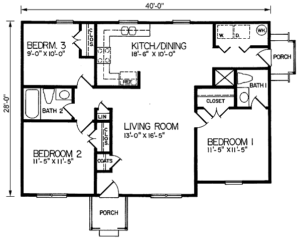 Ranch Traditional Level One of Plan 45258