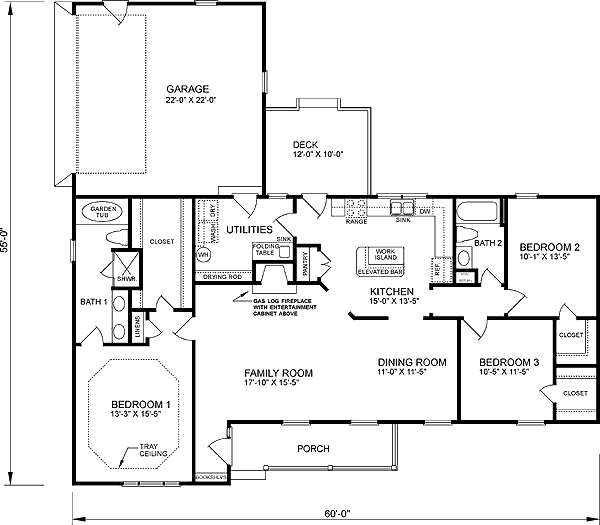 One-Story Traditional Level One of Plan 45259