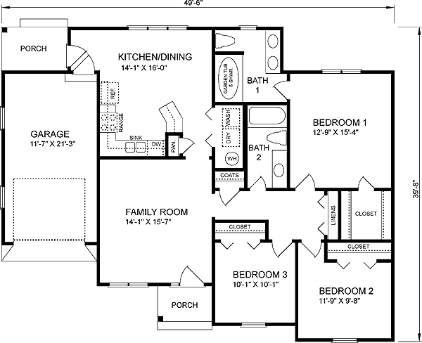 One-Story Traditional Level One of Plan 45266