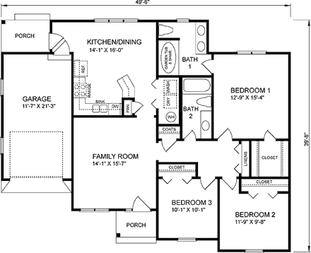 House Plan 45266 First Level Plan