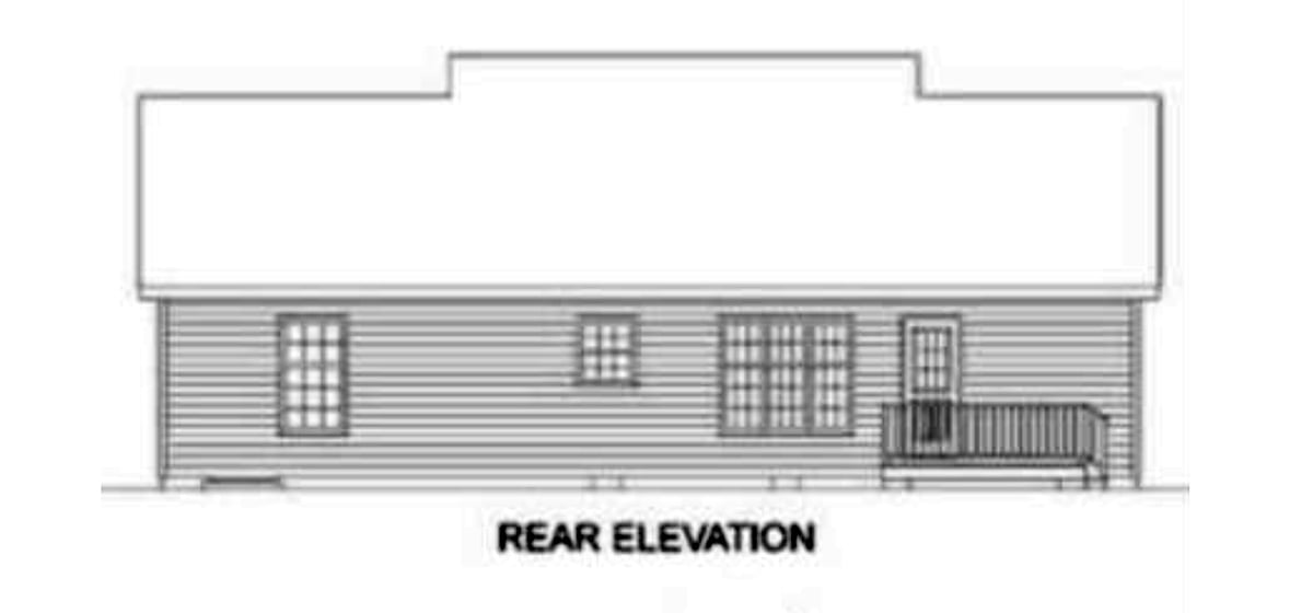 Ranch House Plan 45272 with 3 Beds, 3 Baths Rear Elevation