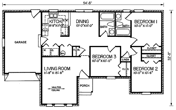 One-Story Traditional Level One of Plan 45274