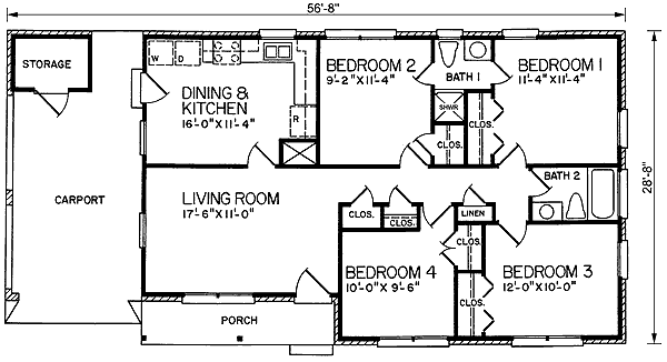 One-Story Ranch Level One of Plan 45275