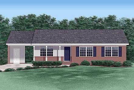 One-Story Ranch Elevation of Plan 45275