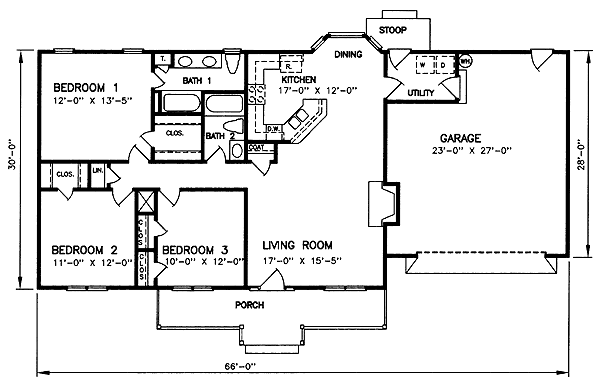 Ranch Level One of Plan 45276