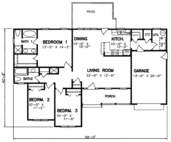 One-Story Ranch Level One of Plan 45277