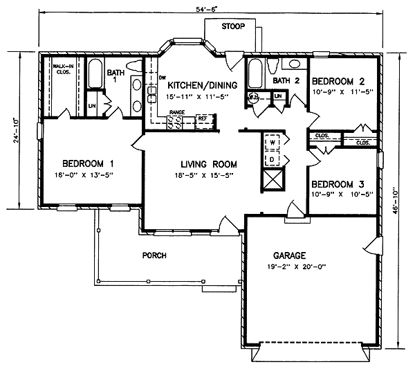 One-Story Traditional Level One of Plan 45278