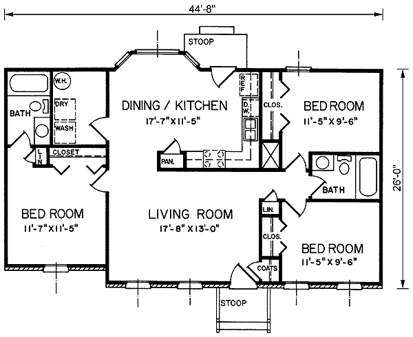 One-Story Ranch Level One of Plan 45279