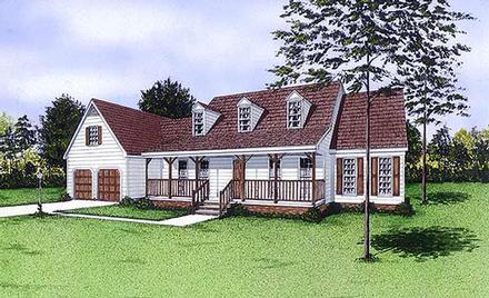 Cape Cod Country Elevation of Plan 45287