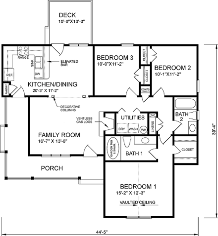 House Plan 45290 First Level Plan