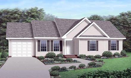 One-Story Ranch Traditional Elevation of Plan 45292