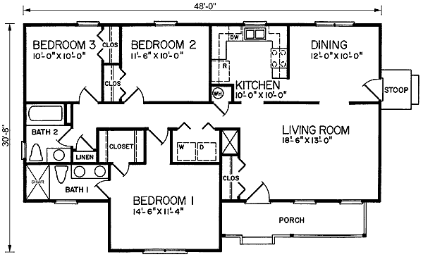 One-Story Ranch Level One of Plan 45295