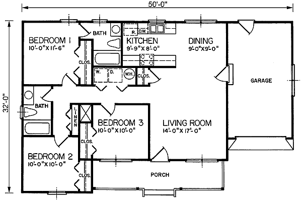 One-Story Ranch Level One of Plan 45297