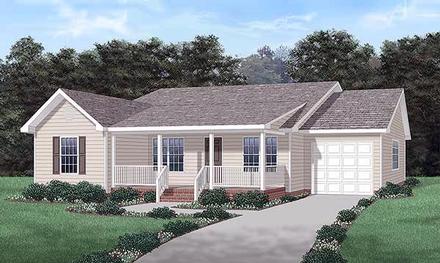 One-Story Ranch Elevation of Plan 45297