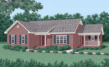 One-Story Traditional Elevation of Plan 45301