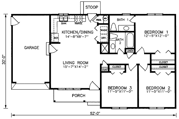 Contemporary One-Story Ranch Level One of Plan 45307