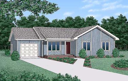 Contemporary One-Story Ranch Elevation of Plan 45307
