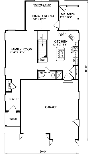Narrow Lot Traditional Level One of Plan 45308