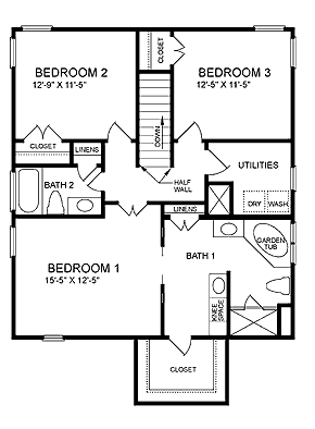 House Plan 45308 Second Level Plan