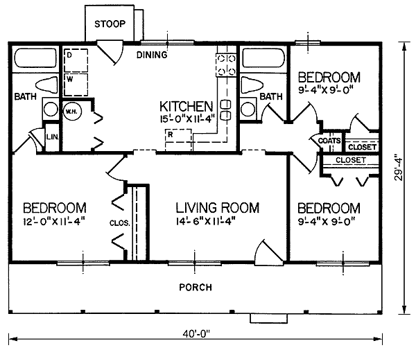 Cabin Country Narrow Lot One-Story Level One of Plan 45309