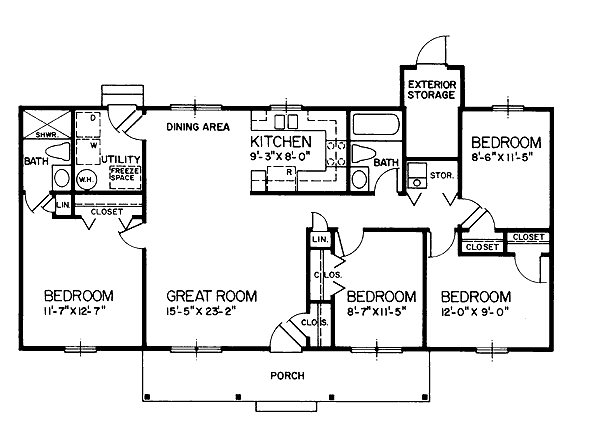 One-Story Ranch Level One of Plan 45313