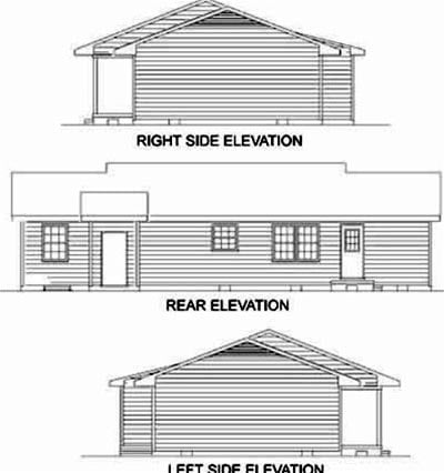 One-Story Ranch Rear Elevation of Plan 45313