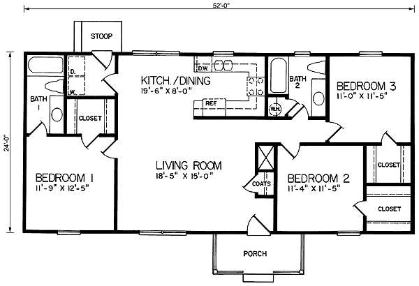 One-Story Ranch Level One of Plan 45315