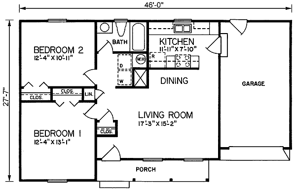 One-Story Ranch Level One of Plan 45318