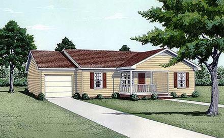 One-Story Ranch Elevation of Plan 45319