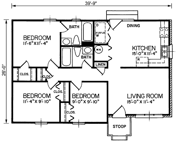 One-Story Ranch Level One of Plan 45326