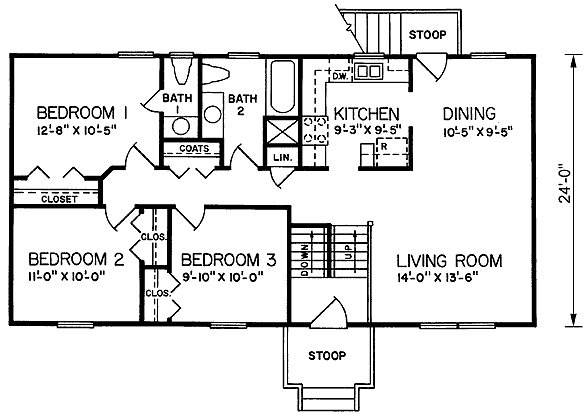 One-Story Traditional Level One of Plan 45328