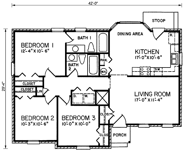 One-Story Traditional Level One of Plan 45333