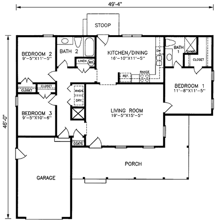House Plan 45335 First Level Plan