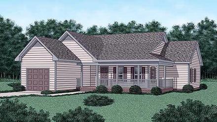 Country One-Story Elevation of Plan 45335