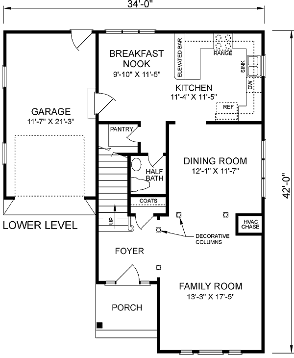 Narrow Lot Level One of Plan 45338