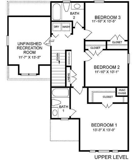 House Plan 45338 Second Level Plan