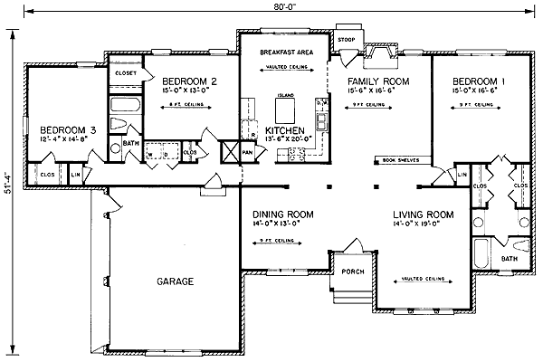 One-Story Traditional Level One of Plan 45339