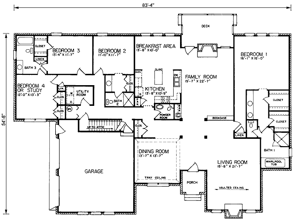 One-Story Traditional Level One of Plan 45340